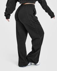 Raw Lounge Wide Leg Jogger with Graphic | Washed Black