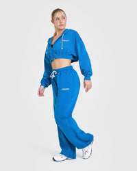 Raw Lounge Wide Leg Jogger with Graphic | Retro Blue