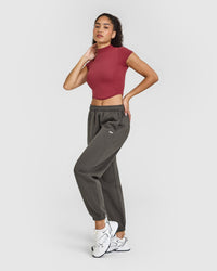 Mellow™ Rib Mid Mock Neck T-Shirt | Burnt Cherry