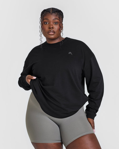 Black baggy long sleeve top discount