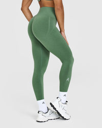 EffortlessLift™ Seamless Leggings with White Logo | Forest Green