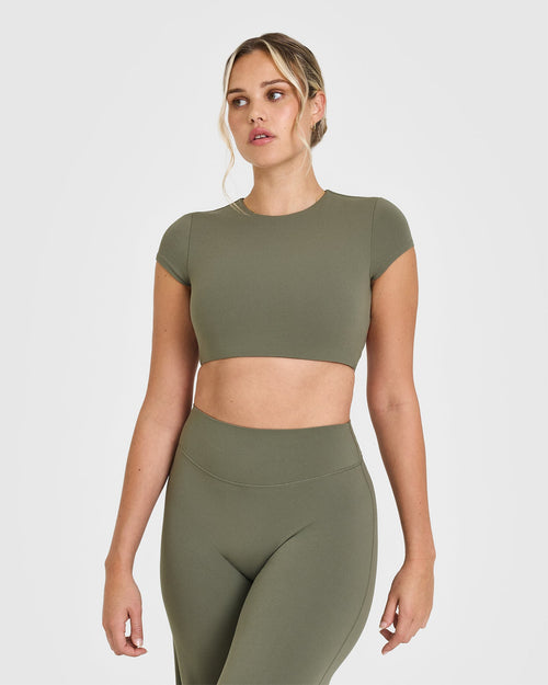 Oner Modal SoftMotion™ Short Sleeve Crop Top | Alpine Green