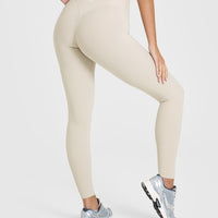 SoftMotion™ Leggings with White Logo | Sand