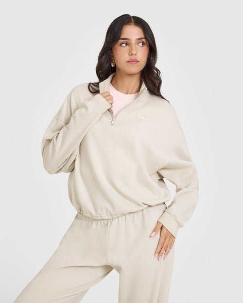 Oner Modal Mid Weight 1/4 Zip Sweatshirt | Sand