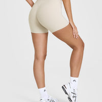 SoftMotion™ Shorts 6" with White Logo | Sand