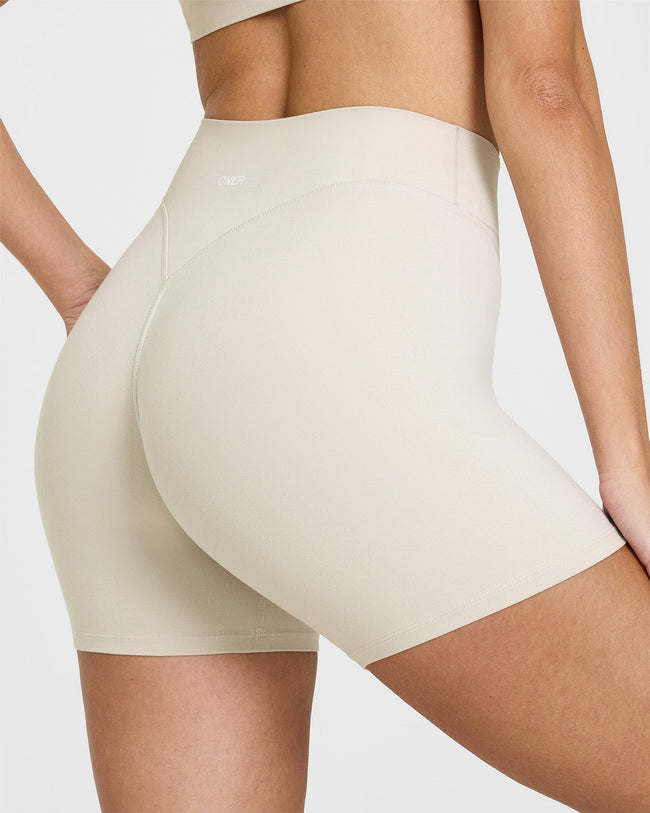 SoftMotion™ Shorts 6" with White Logo | Sand