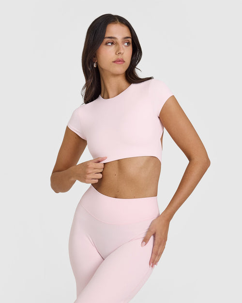 Oner Modal SoftMotion™ Short Sleeve Crop Top | Ballet Pink