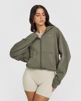 Mid Weight Zip Through Hoodie | Alpine Green