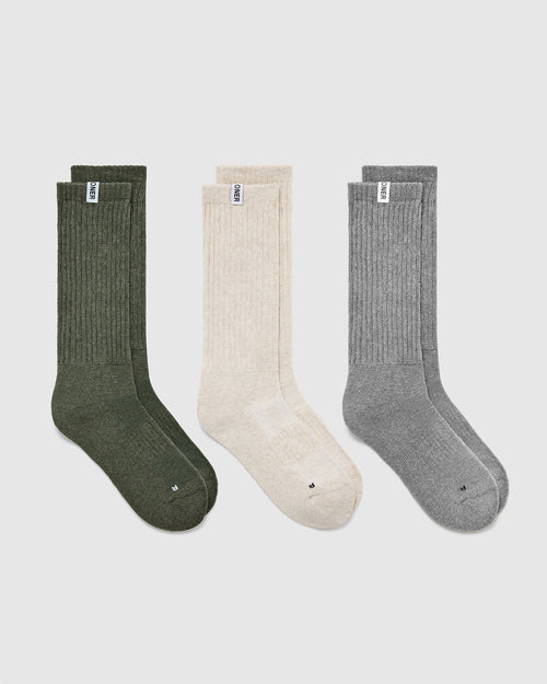 Oner Modal Slouchy Socks 3 Pack | Alpine Green/Sand/Grey