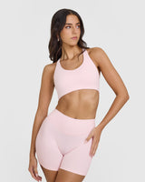 SoftMotion™ Sports Bra with White Logo | Ballet Pink