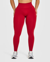 Effortless Seamless Leggings with White Logo | Toasted Red