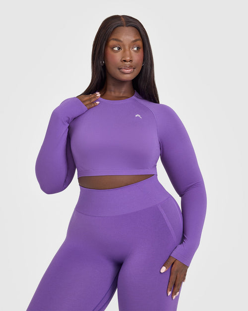 Oner Modal Go To Seamless Fitted Crop Long Sleeve Top | Iris Purple