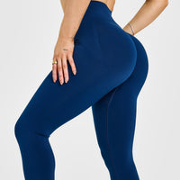EffortlessLift™ Seamless Leggings with White Logo | Midnight