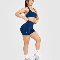 EffortlessLift™ Seamless Shorts with White Logo | Midnight