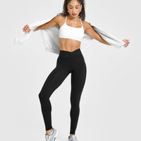 UnifiedMove™ Wrap Leggings White Logo | Black