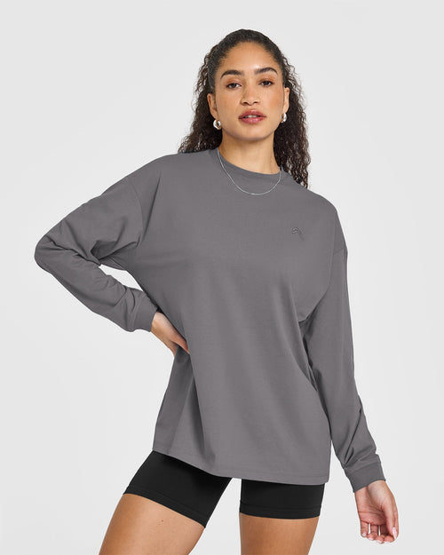 Oner Modal Classic Oversized Lightweight Long Sleeve Top | Ash Grey