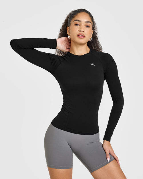 Oner Modal Go To Seamless Fitted Long Sleeve Top | Black