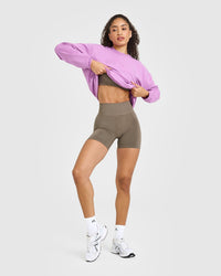 EffortlessLift™ Seamless Shorts with White Logo | Moss Brown