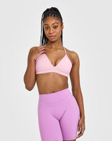 EasyLift™ Ultra Minimal V Neck Bralette with White Logo | Petal Pink