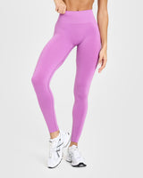 Effortless Seamless Leggings with White Logo | Orchid Purple