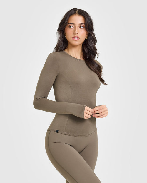 Oner Modal Mellow™ Soft Long Sleeve Top | Moss Brown