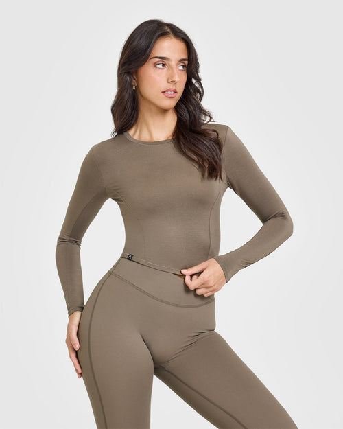 Oner Modal Mellow™ Soft Mid Long Sleeve Top | Moss Brown