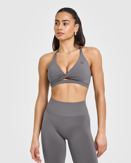 Oner Modal Unified Twist Sports Bra | Ash Grey