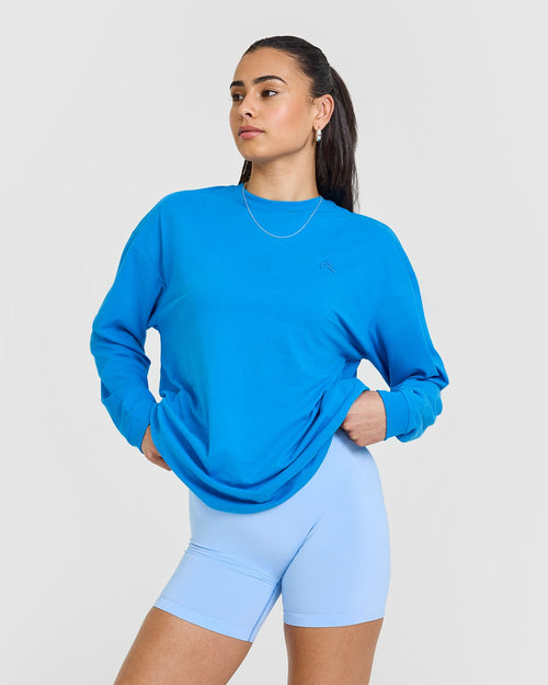 Oner Modal Classic Oversized Lightweight Long Sleeve Top | Tropical Blue