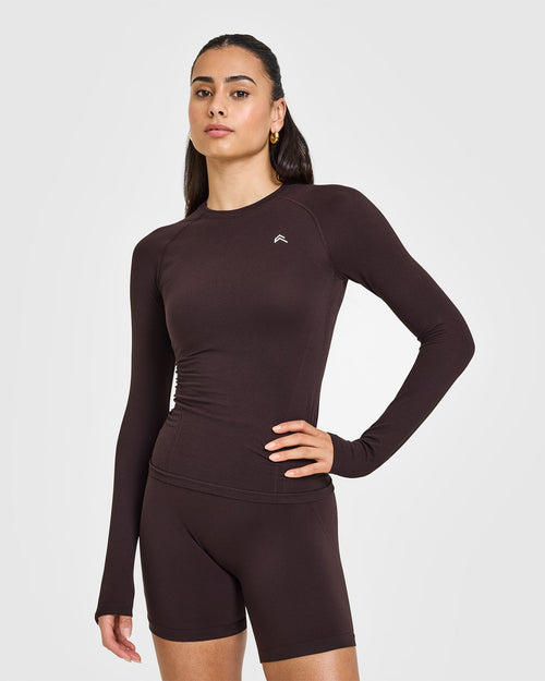 Oner Modal Go To Seamless Fitted Long Sleeve Top | Plum Brown
