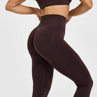 EffortlessLift™ Seamless Leggings with White Logo | Plum Brown