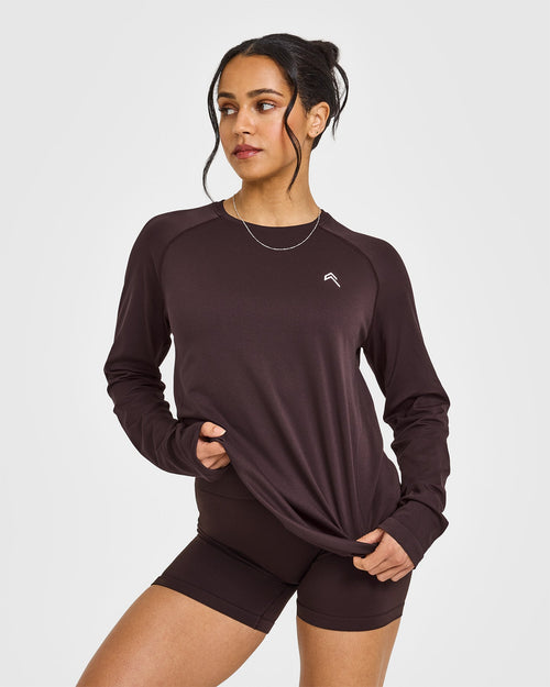 Oner Modal Go To Seamless Loose Long Sleeve Top | Plum Brown