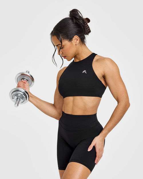 Oner Modal EasyLift™ High Neck Sports Bra | Black
