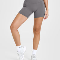 SoftMotion™ Shorts 6" with White Logo | Ash Grey
