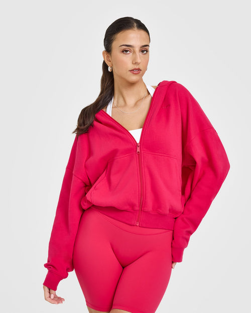 Oner Modal Mid Weight Zip Through Hoodie | Berry Bloom