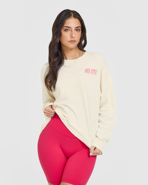 Oner Modal Oner Graphic Washed Long Sleeve Top | Off White