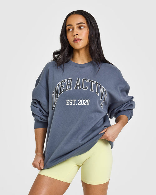 Oner Modal Foundations Oversized Sweatshirt With Large Printed Graphic | Granite Blue
