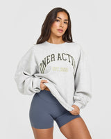 Foundations Oversized Sweatshirt With Large Printed Graphic | Light Grey Marl