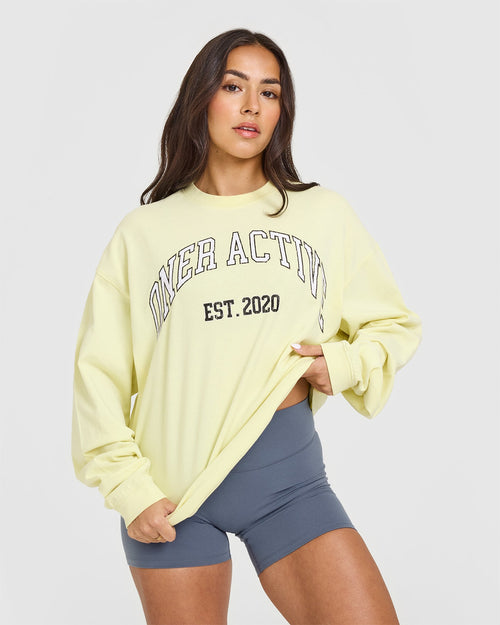 Oner Modal Oner Graphic Washed Long Sleeve Top | Pastel Yellow