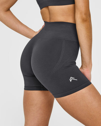 EffortlessLift™ Seamless Shorts with White Logo | Coal