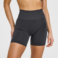EffortlessLift™ Seamless Shorts with White Logo | Coal