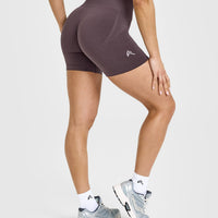 EffortlessLift™ Seamless Shorts with White Logo | Umber Brown