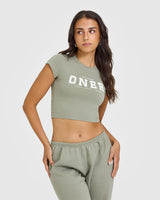 Cotton Baby T-Shirt with Printed Logo | Soft Sage Green