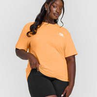 Classic Oversized Lightweight T-Shirt with Printed Graphic | Powdered Orange