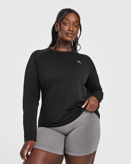 Oner Modal Go To Seamless Loose Long Sleeve Top | Black