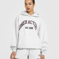 Foundations Oversized Hoodie With Large Printed Graphic | Light Grey Marl