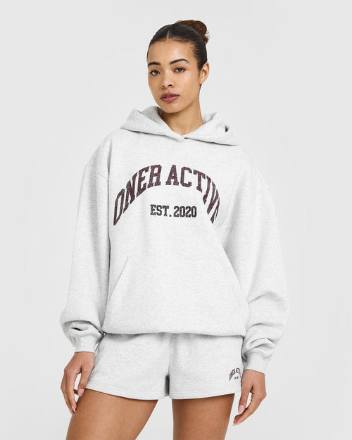 Oner Modal Foundations Oversized Hoodie With Large Printed Graphic | Light Grey Marl