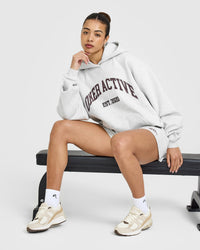 Foundations Oversized Hoodie With Large Printed Graphic | Light Grey Marl