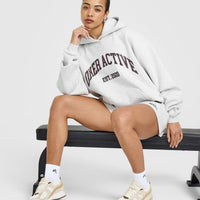 Foundations Oversized Hoodie With Large Printed Graphic | Light Grey Marl