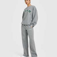 Foundations Straight Leg Joggers with Graphic | Charcoal Marl