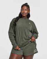 Classic Oversized Lightweight Long Sleeve Top | Dark Khaki
